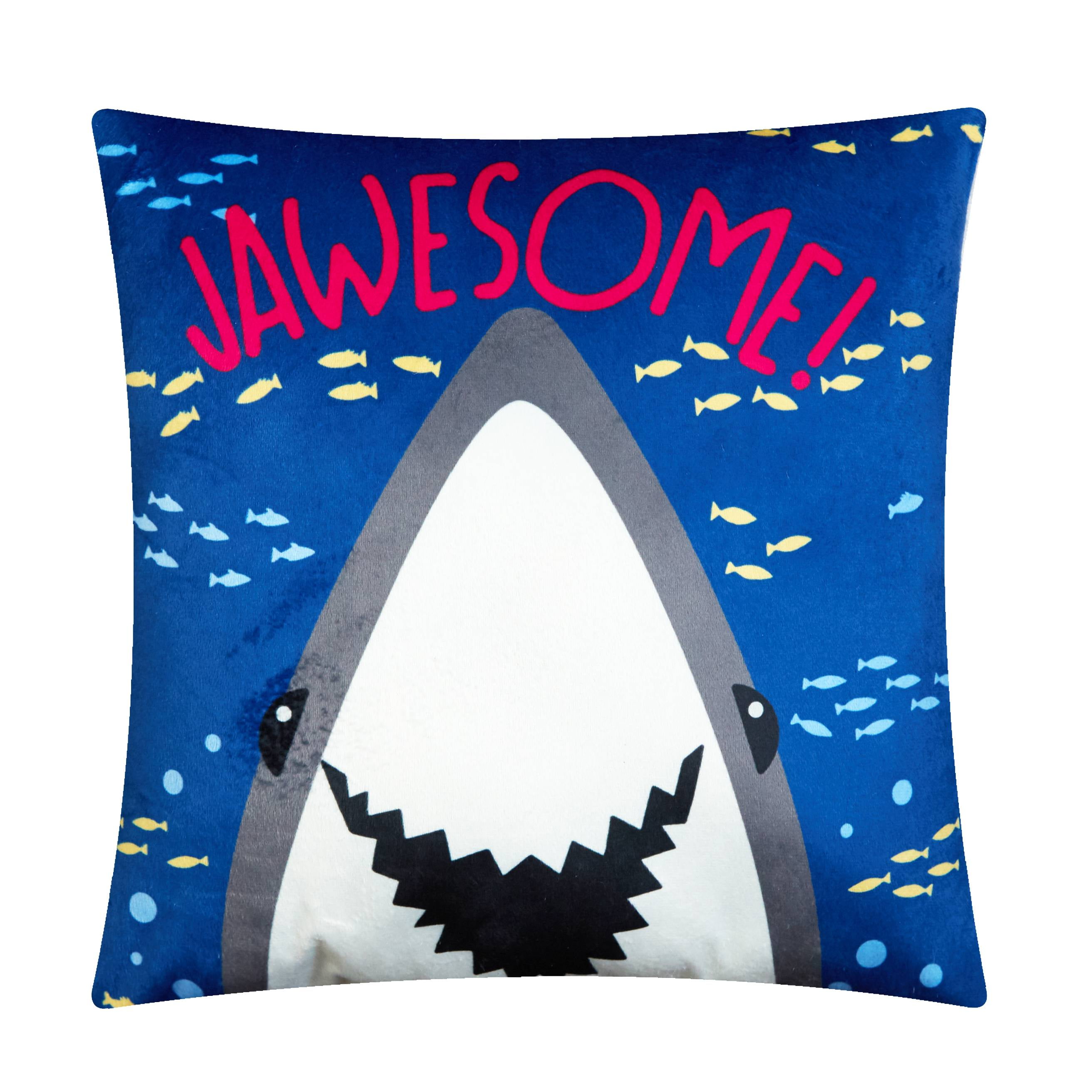 Kids Play Room Decorative Pillow Covers Shark Chewing Bubble Gum Throw Cushion Case