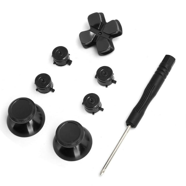 Replacement Aluminum Alloy Buttons for PS4 Game Controller (Black)
