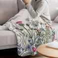 thumbnail image 3 of Spring Floral Blanket Soft Cozy Warm Twin Blanket for Bed, Plush Fuzzy Flannel Fleece Blankets for Sofa, Country Botanical Watercolor Botanical Throw Blankets for Couch, Gifts for Men, 60"x80", 3 of 9