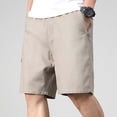 thumbnail image 5 of EOYWHK Men's Shorts for Casual Cotton Elastic Waist Multi Pockets Shorts Soft Lightweight Breathable Shorts for Basketball Gym Fitness Yellow XL, 5 of 6