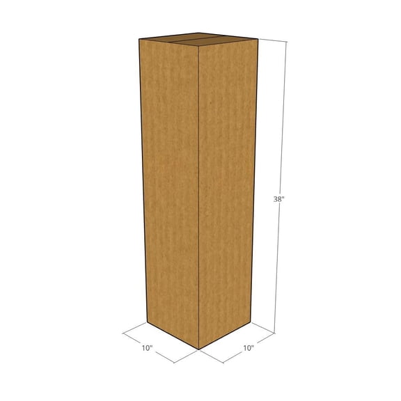 10x10x38 Kraft Brown Corrugated Shipping Boxes, 32 ECT Single-Wall, Qty 5