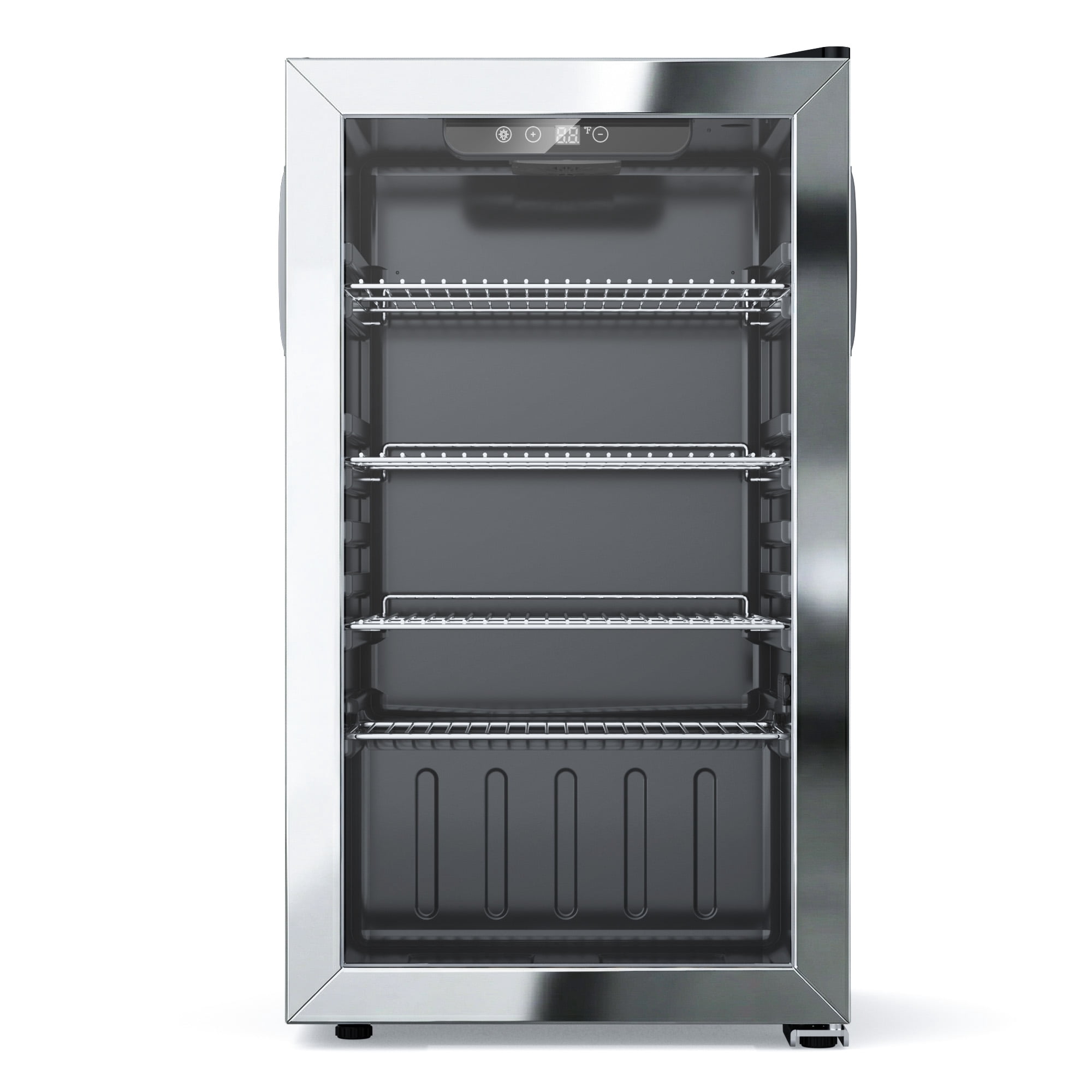 Snowyermine 130 Can Beverage Refrigerator and Cooler with Glass Door for Home, 17.3 in W, 31.5 in H, Silver