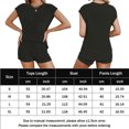 thumbnail image 2 of Bermudas Conjunto de blusa y pantalones cortos para mujer, 2 uds., camisa de punto y pantalones cortos, trajes de punto informales de verano Ygjytge Negro T S para Mujer, 2 of 8