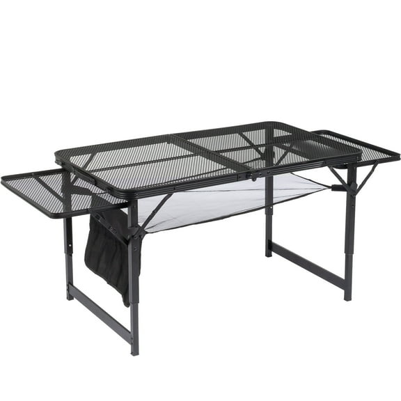 4.7FT Portable Picnic Table - Black Aluminum Alloy (Adjustable Height, Lockable Legs, Foldable for Camping/BBQ/Family Reunions, 6kg Lightweight)