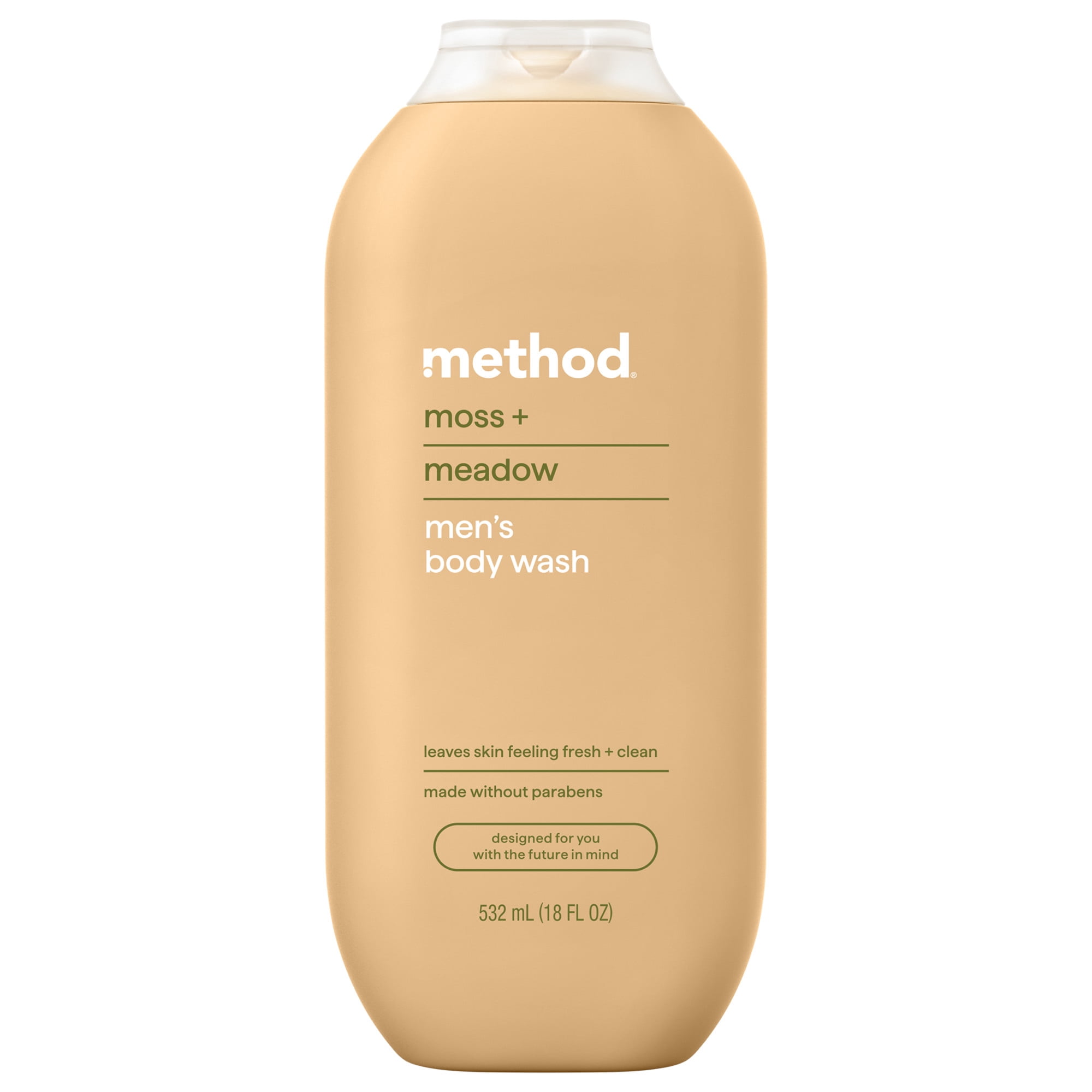 method men Body Wash, Moss + Meadow - Leaves Skin Feeling Soft & Moisturized, Rich Lather, Made without Parabens or Phthalates, Cruelty-Free, 18 fl oz