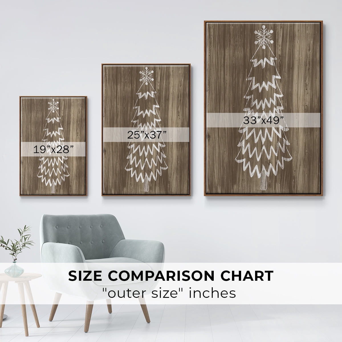 Barnwood Wonderland VIII - Framed Gallery Wrapped Holiday Canvas - 27 x 41 - Rosewood Frame