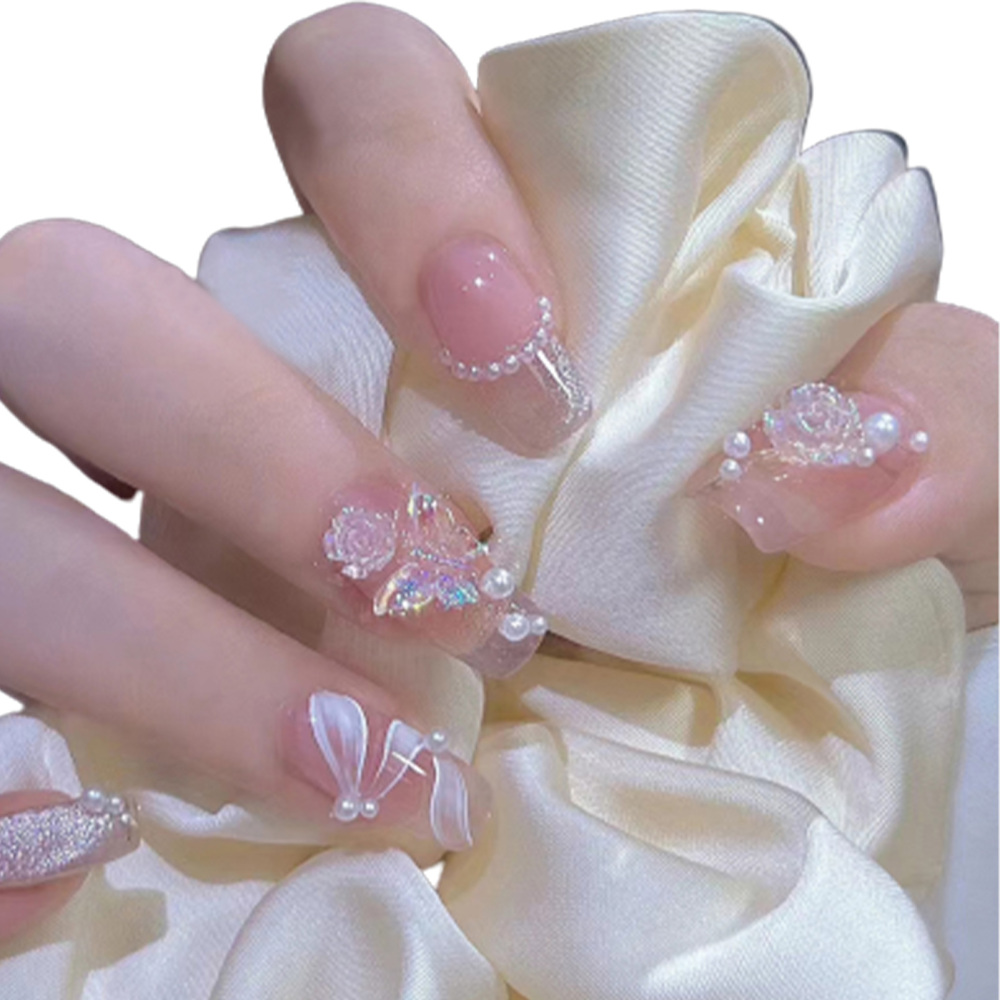 Camellia Pearl Artificial Nails Easy to Fit NonMarking Removable False