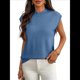 thumbnail image 3 of Suéteres de Cuello Alto para Mujer, Chalecos, Blusas Informales de Negocios y Moda, Conjuntos de Otoño. Azul Neblina L, 3 of 9
