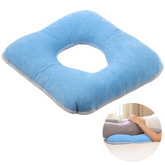 14.6 x 14.6 x 3.1 Inch Donut Pillow Pressure Relief Cushion, Cotton Breathable Ring Cushion with Tailbone Support, Washable Dual Fabric Seat Pad for Bedridden, Office Chair, Wheelchair
