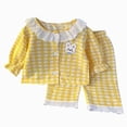 thumbnail image 3 of CAUYDY Preemie Girls Pajamas Newborn Sleepers for Girl Fall Winter Long Sleeved Shirt Elastic Waist Pants 2Pcs Set Baby Outfits Infant Clothes 3M 6M 9M 12M Sizes 6-12 Months,Yellow, 3 of 9