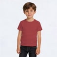 thumbnail image 3 of WMQPNNS Unisex Kids Short Sleeve Cotton Tops Summer Tops for Girls 14-16 Solid Color Crewneck Basic Shirts Boys Girls Summer Clothes, Size 3-4 Years, D1-Brick Red, 3 of 6