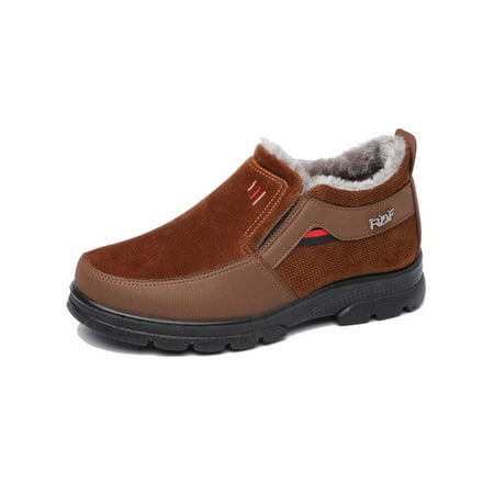 

Gomelly Men Slip Resistant Fuzzy Booties Lightweight Flat Plush Lined Boots Office Driving Comfortable On Ankle Boot Brown 8