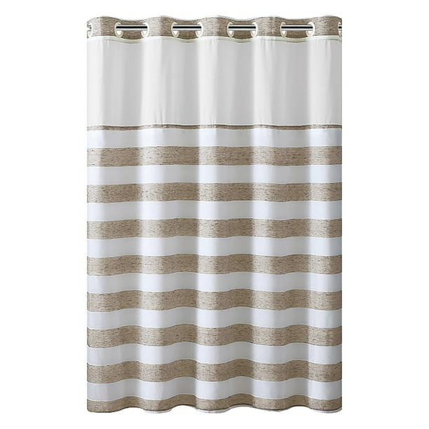 Hookless Yarndye Stripe Shower Curtain, Hookless Inspirational Shower Curtain With Built In Liner