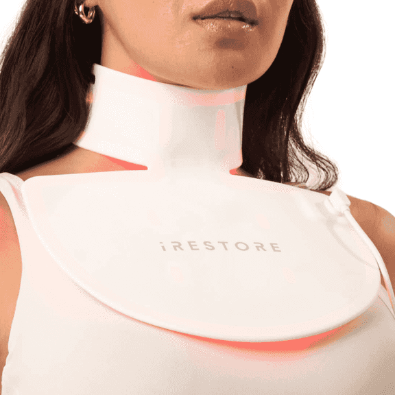 iRestore Illumina LED Neck & Chest Anti Aging Mask – for Smoother, Firmer and Glowing Skin at Home – Red and Infrared Light Therapy for Neck – Red Light Skincare Device with 230 LEDs (White)