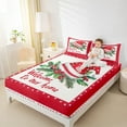 thumbnail image 4 of jejeloiu Red Christmas Hat Queen Sheet Sets,Xmas Theme Flat Sheet,Happy New Year Queen Fitted Sheet For Children,Microfiber Bedroom Decor,4-Piece, 4 of 7