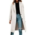 thumbnail image 6 of ClodeEU Womens Jackets Trench Coat Outwear ,Long Single Breasted Coats, Lapel Collar Peacoat With pocket White,Womens Plus S, 6 of 8