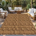 thumbnail image 2 of Vintage Rattan Outdoor Rug for Patio/Deck/Porch, Non-Slip Large Area Rug 5 x 7 Ft, Minimalist Abstract Wicker Texture Brown Indoor Outdoor Rugs Washable Area Rugs, Camping Rug Carpet Runner, 2 of 8