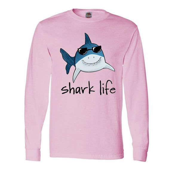 Inktastic Shark Life Fun Shark with Sunglasses Long Sleeve T-Shirt