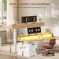 thumbnail image 3 of Farmhouse L Shaped Standing Desk with 4 Drawers and Storage Cabinet, Height Adjustable Computer Desk with Led Lights, Home Office Desk, 3 of 7