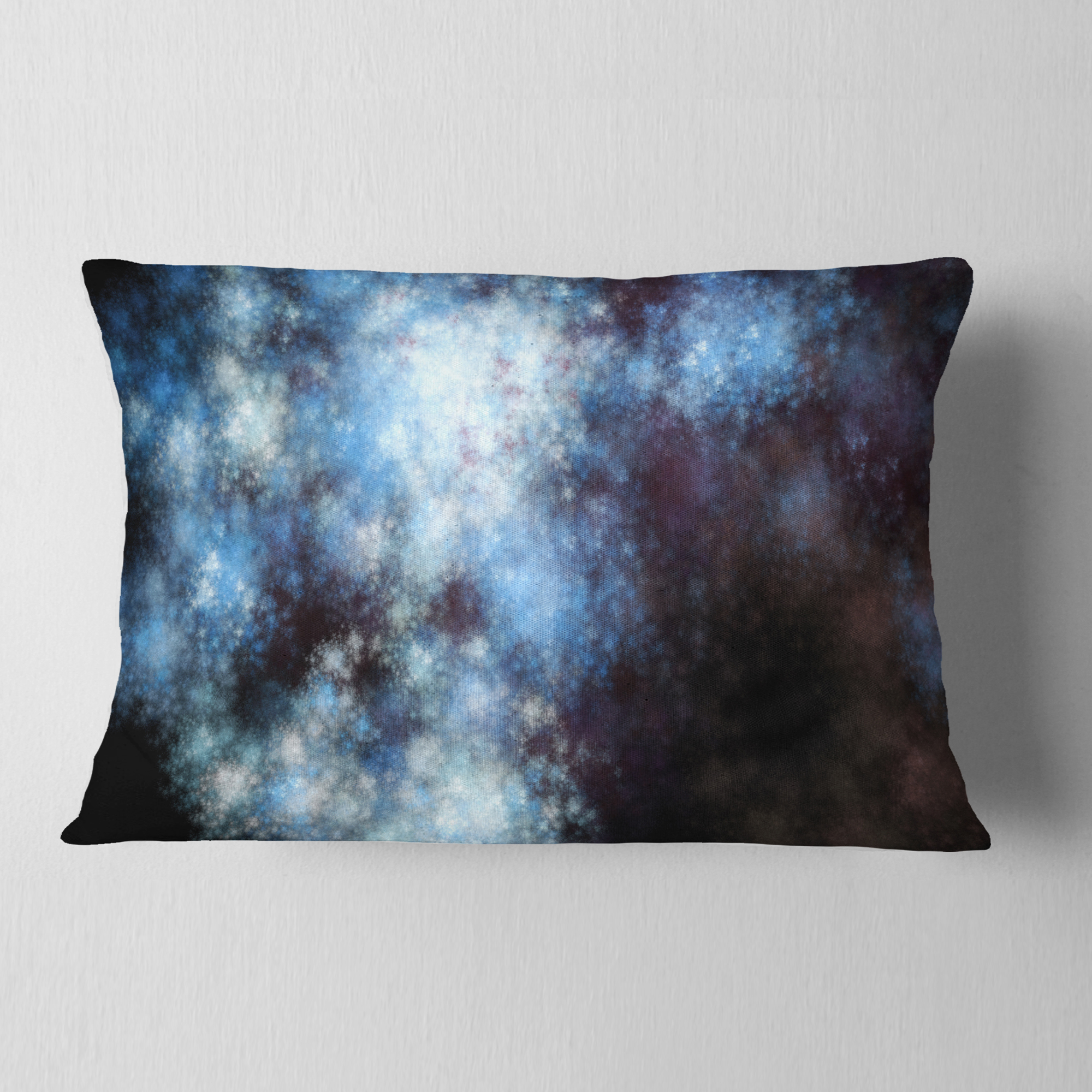 Designart Blue White Starry Fractal Sky - Abstract Throw Pillow - 12x20