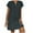 Gray, variant on Split Neck Linen Shift Dress for Women Short Sleeve Loose Fit Dress 2026 Trendy Fashion Beach Vacation and Daily Casual Wear