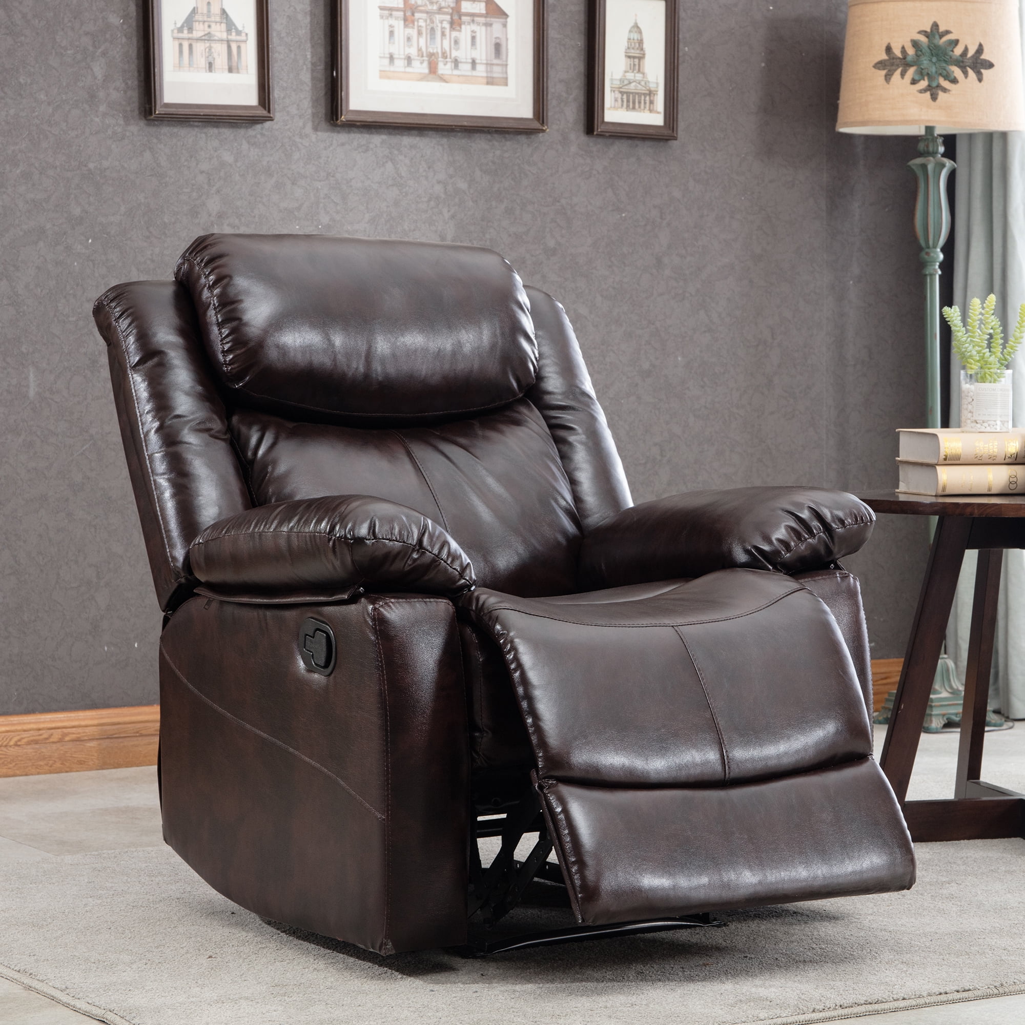 Kepooman Brown PU Leather Heated Massage Recliner Chair with 8 Vibration Points for Living Room Kepooman Brown PU Leather Heated Massage Recliner Chair with 8 Vibration Points for Living Room