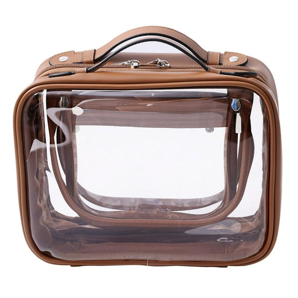 Estuche de viaje SANHECUN, grande, transparente, impermeable, marrón