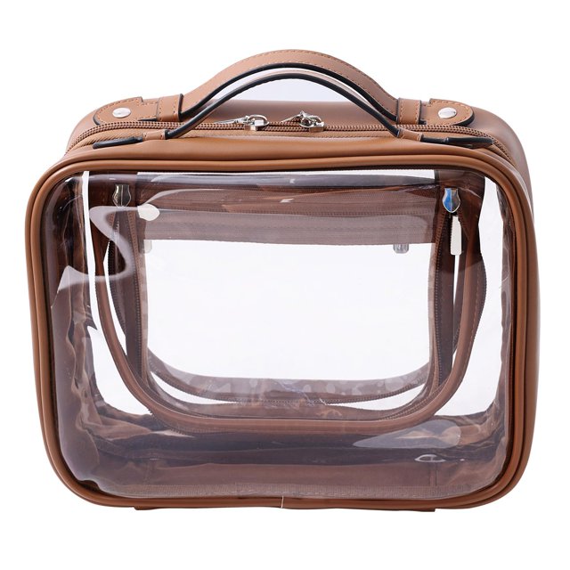Estuche de viaje SANHECUN, grande, transparente, impermeable, marrón