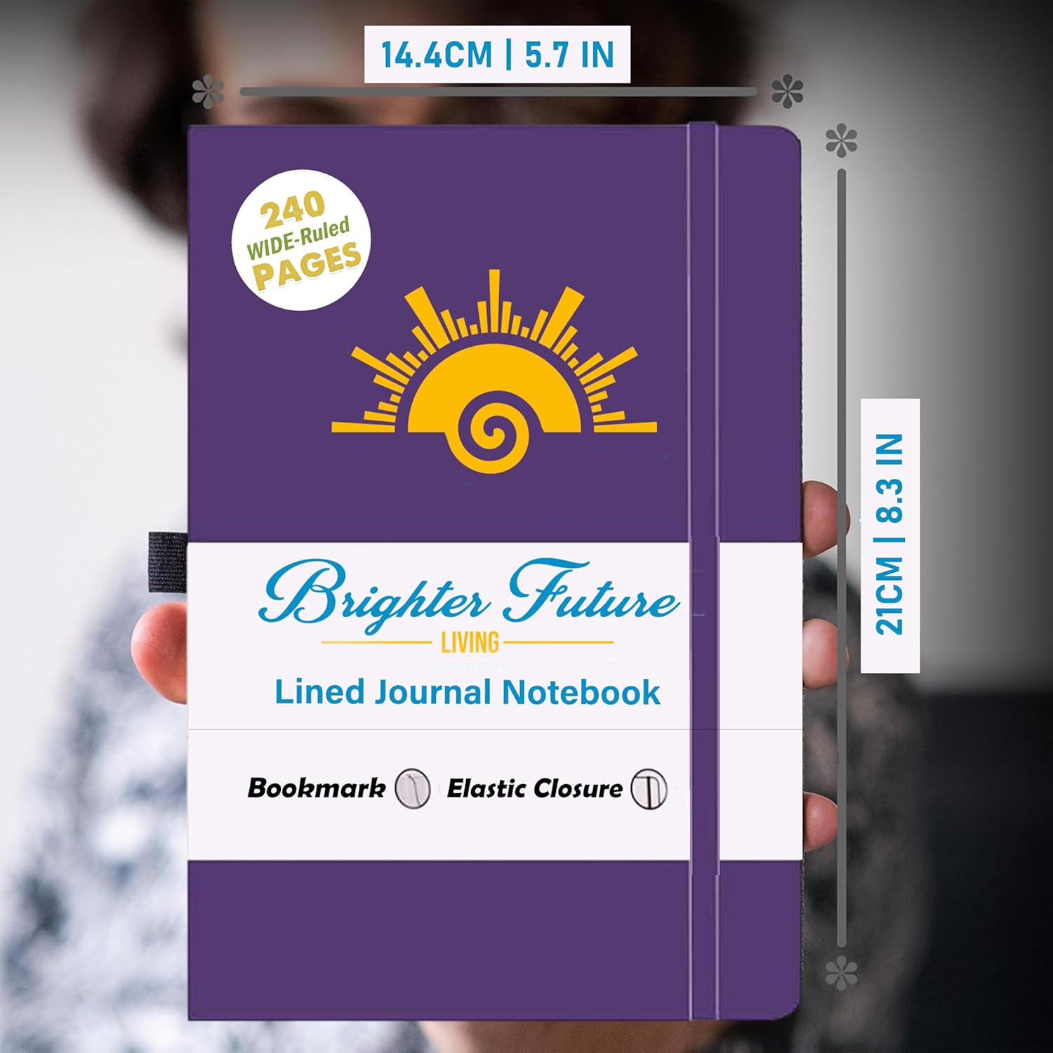 Lined Journal Notebook – A5 Faux Leather Hardcover | 240 Ruled Pages | Writing, Travel, Business, School | Journal for Women & Men – Great Gift for Every Occasion (Purple)
