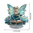 thumbnail image 3 of zhangmingg Enchanting Fairy Reading Book Acrylic Statue Inspirational Message Sign Desk Ornament for Home, 3 of 8