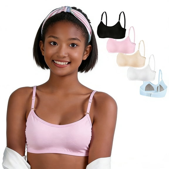 Cotton Training Bra for Big Girls Wireless Lightly Padded Soft Breathable Teen Bras Adjustable Straps Smooth Comfort Stretchy First Bra for Tweens 10-14 Years