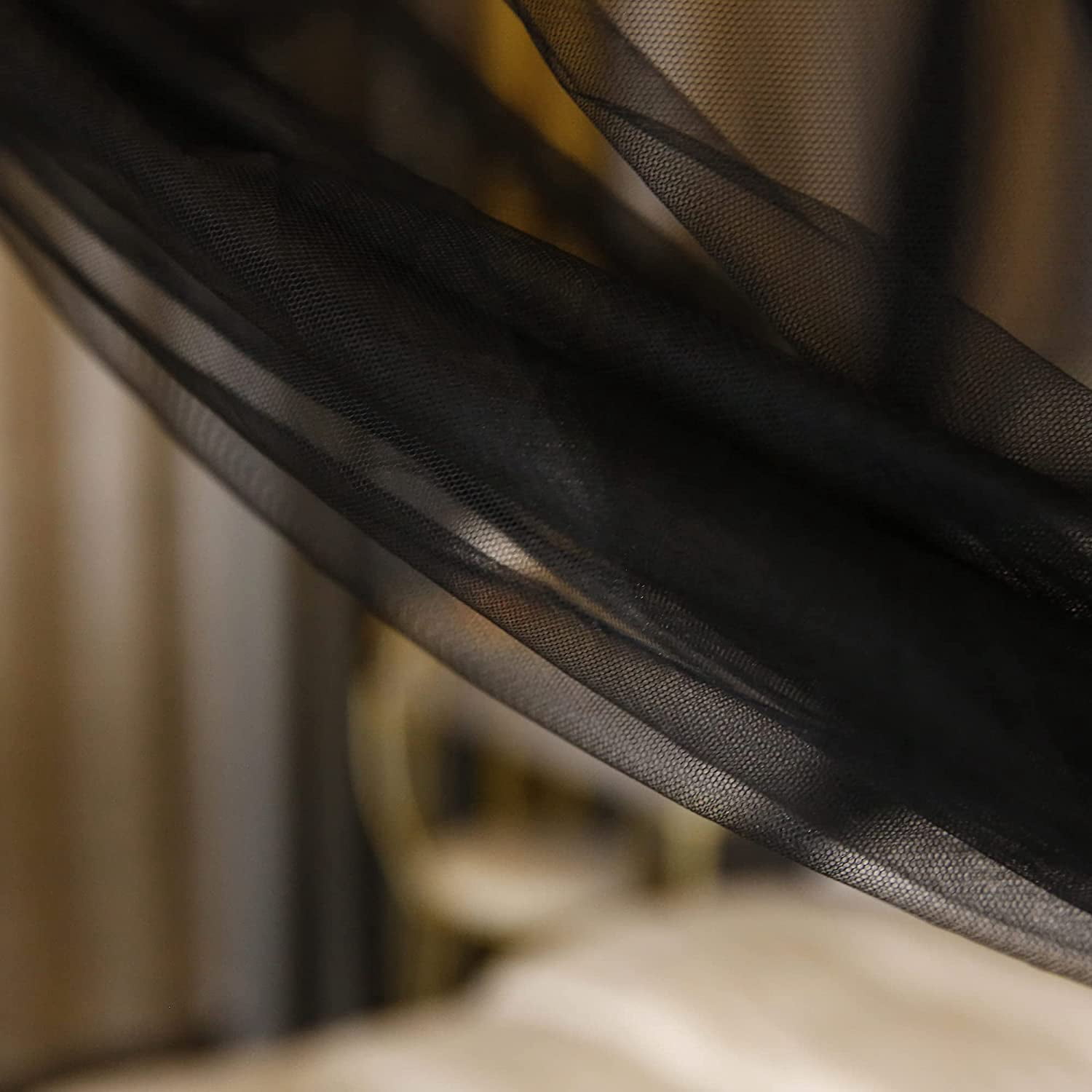 CAILDANL Bed Canopy,Canopy Bed Curtains Bed Drapes for Full Queen King Size Bed,Mosquito Net Bed Curtains for Patio Indoor Outdoor Net,Black Bed Canopy Curtains for Gothic