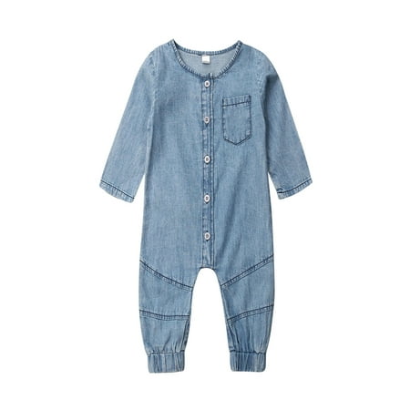 

Toddler Kids Baby Girl Boy Clothes Denim Romper Bodysuit Jumpsuit Autumn Outfits