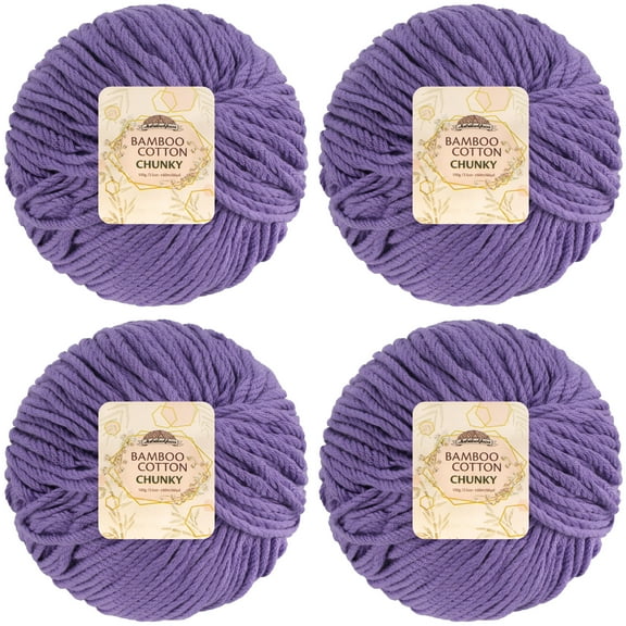 JubileeYarn Bamboo Cotton Chunky Yarn - 100g/Ball - Mulberry - 4 Balls