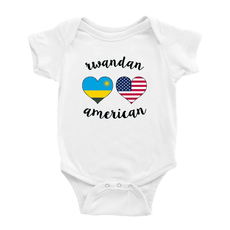 

Rwandan American Flag Two Hearts Baby Rompers Baby Bodysuit (White 0-3 Months)