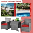 thumbnail image 6 of Gymax 3PCS Outdoor Rattan Conversation Set Patio Dining Table Set w/ Red Cushions, 6 of 10