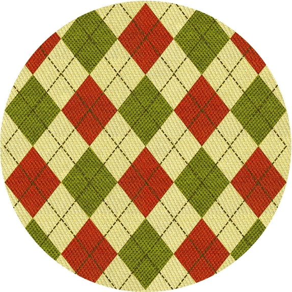 Ahgly Company Indoor Round Patterned Mahogany Brown Area Rugs, 7' Round