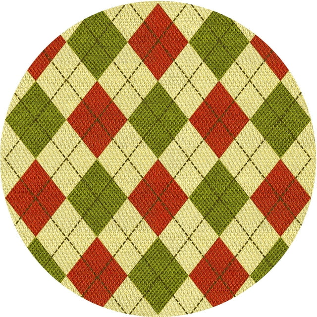 Ahgly Company Machine Washable Indoor Round Transitional Mahogany Brown Area Rugs, 6' Round