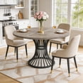 thumbnail image 2 of 47 Inch Round Dining Table For 4-6 People Industrial Kitchen Table With Thickened Tabletop Sturdy Metal Base Modern Dining Room Table For Home Office Meeting (Grey), 2 of 7