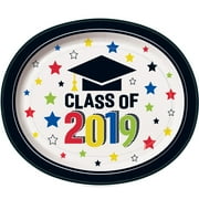 Bright 2019 Graduation Oval Paper Plates, 12in, 8ct