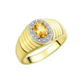 thumbnail image 4 of RYLOS Men's Rings Yellow Gold Plated Silver Classic Halo Of  Diamonds 7X5MM Oval Gemstone Ring Citrine November Birthstone Rings For Men Size 10, 4 of 8