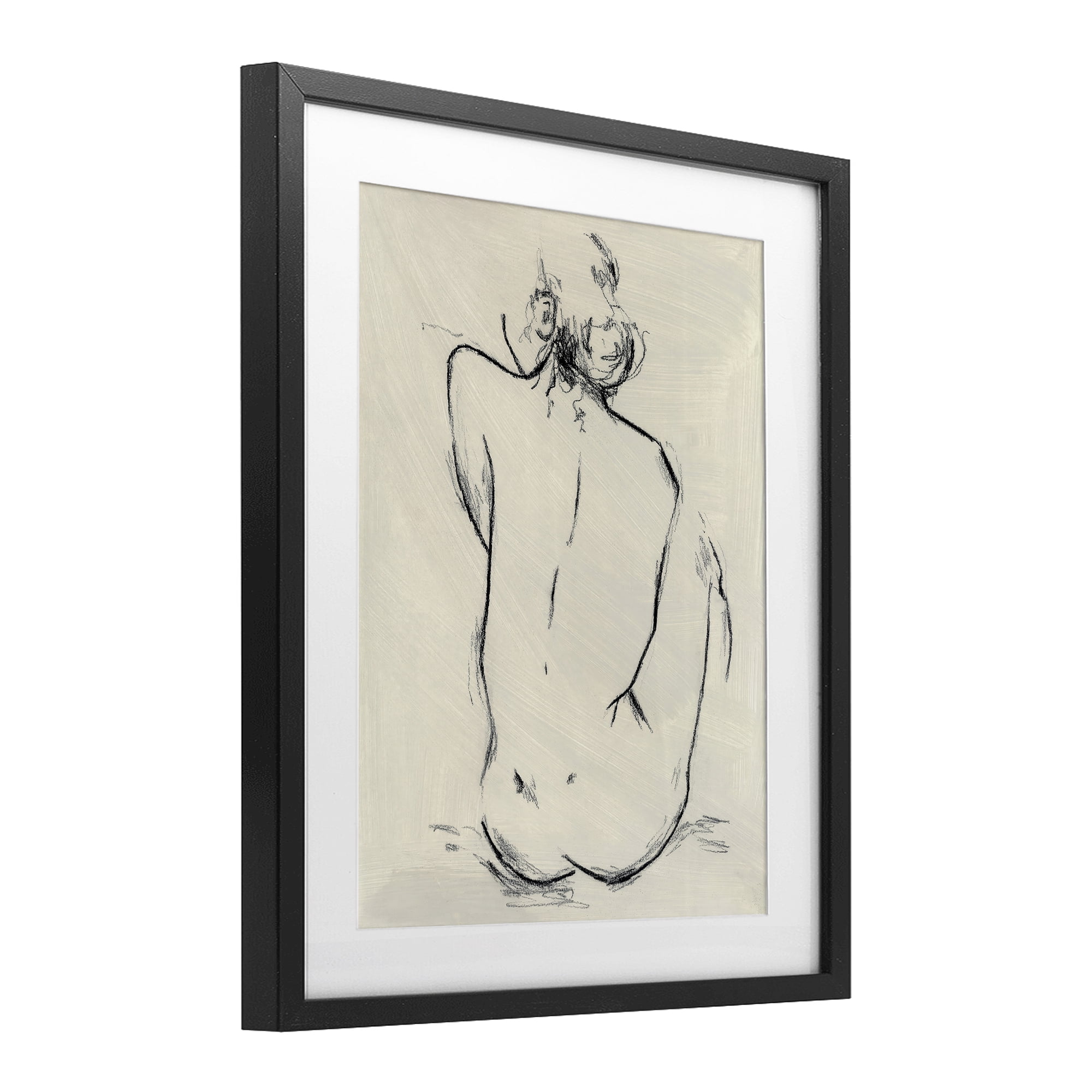 Stupell Industries Nude Sitting Study Black Framed Print Under Glass, design by Chloe Elliot