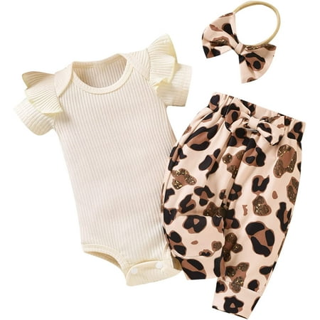 

Baby Girls Ribbed Bodysuit Pants Outfits Spring Summer Clothes