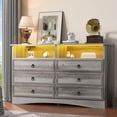 thumbnail image 2 of Winkalon Dressers for Bedroom 6 Drawer Dresser with LED Lights and Power Outlets,Gray, 2 of 9