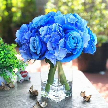 Enova Home Rose And Hydrangea Mixed Faux Flower Arrangement With