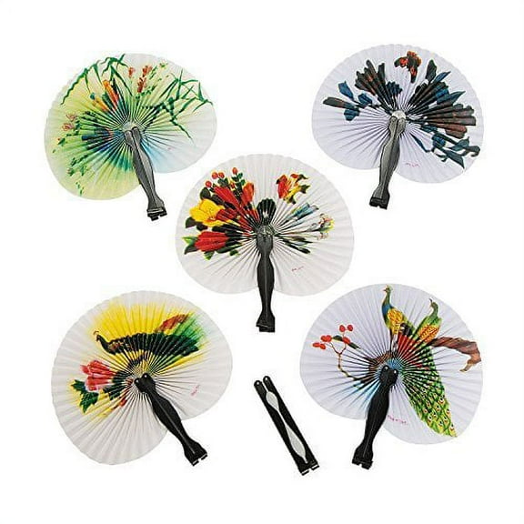 Mini Paper Oriental Folding Fans (1-Pack of 12)