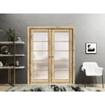 thumbnail image 3 of Sliding French Double Pocket Doors 72 x 96 inches | Quadro 4002 Oak | Kit Trims Rail Hardware | Solid Wood Interior Bedroom Sturdy Doors, 3 of 6