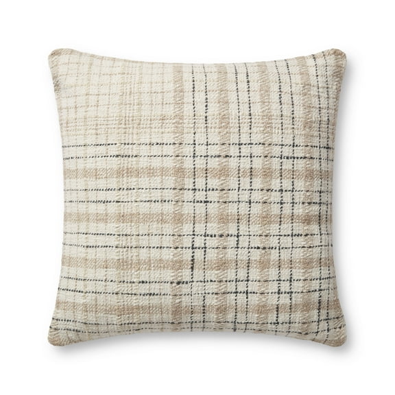 Chris Loves Julia x Loloi Cricket Beige / Black 22'' x 22'' Decorative Pillow