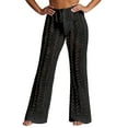 thumbnail image 1 of Pantalones club de punto sexy con aberturas para mujer - Prenda de croché de cintura alta para la playa/fiestas, S-L, 1 of 5