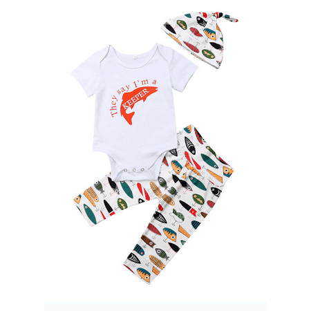 

Newborn Baby Girl Boys Animal Clothes Sets Summer Romper Tops Long Pants Hats 3Pcs Outfits Clothes